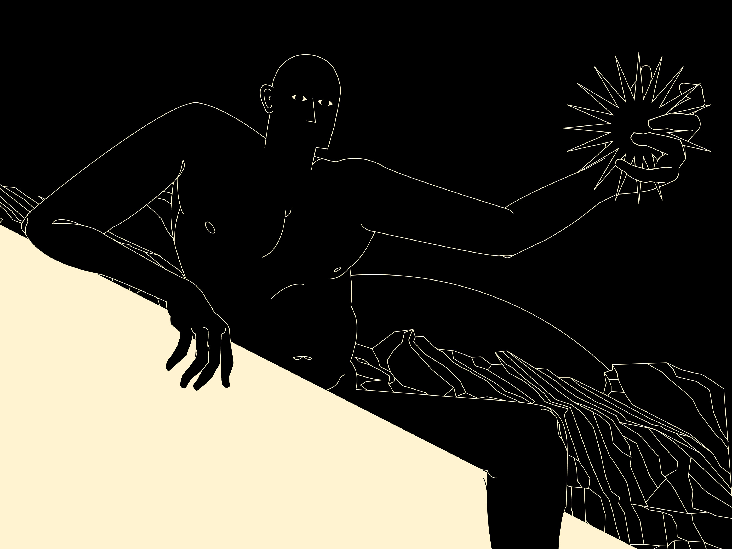 Catching Sun abstract art composition conceptual illustration cut out design dual meaning editorial editorial illustration emotions figurative art figure figure illustration illustration laconic lines minimal poster print spirited man