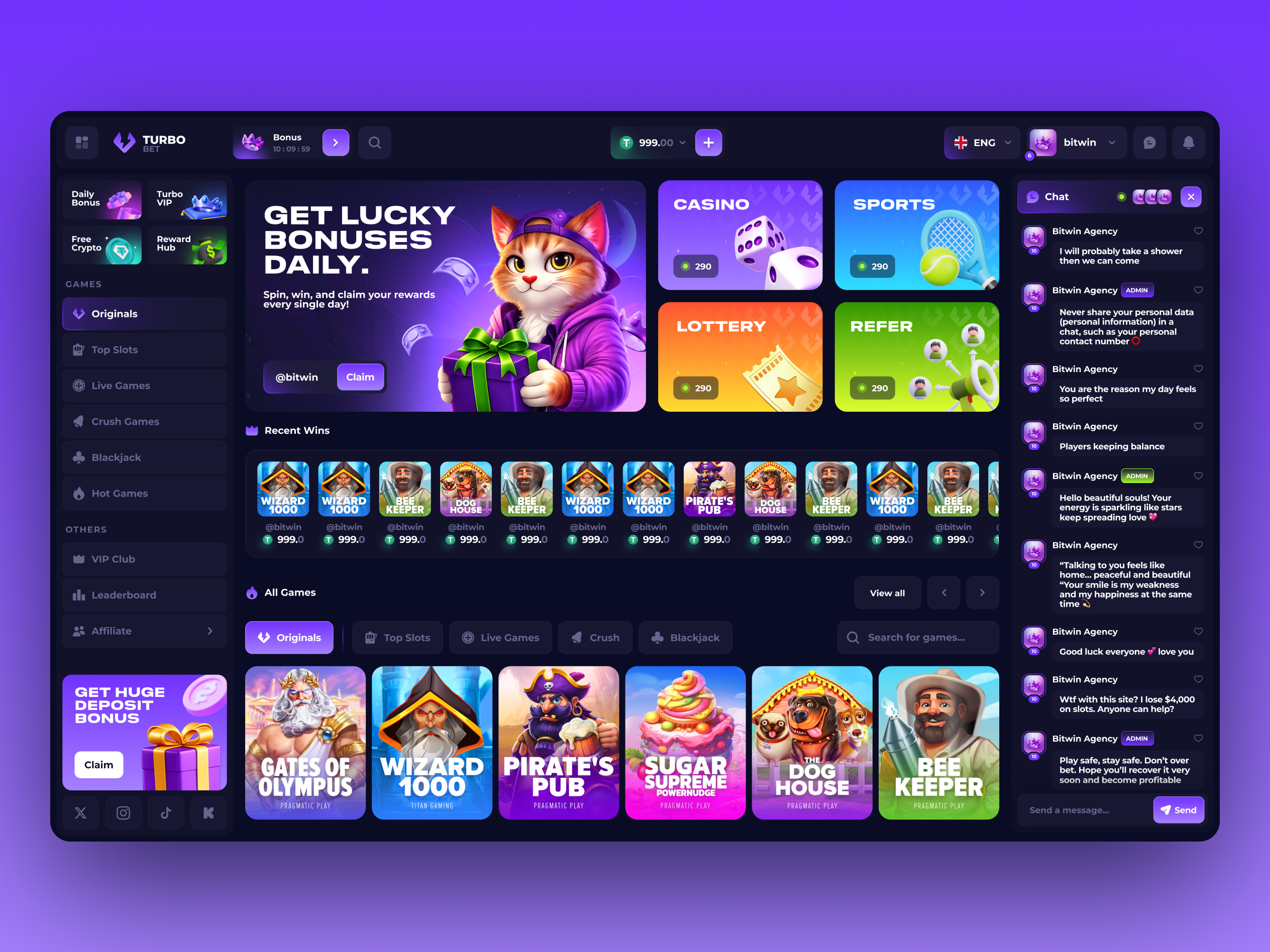 TurboBet - Casino Design betting design casino casino design casino interface casino template casino ui casino website gambling gaming igaming slots ux