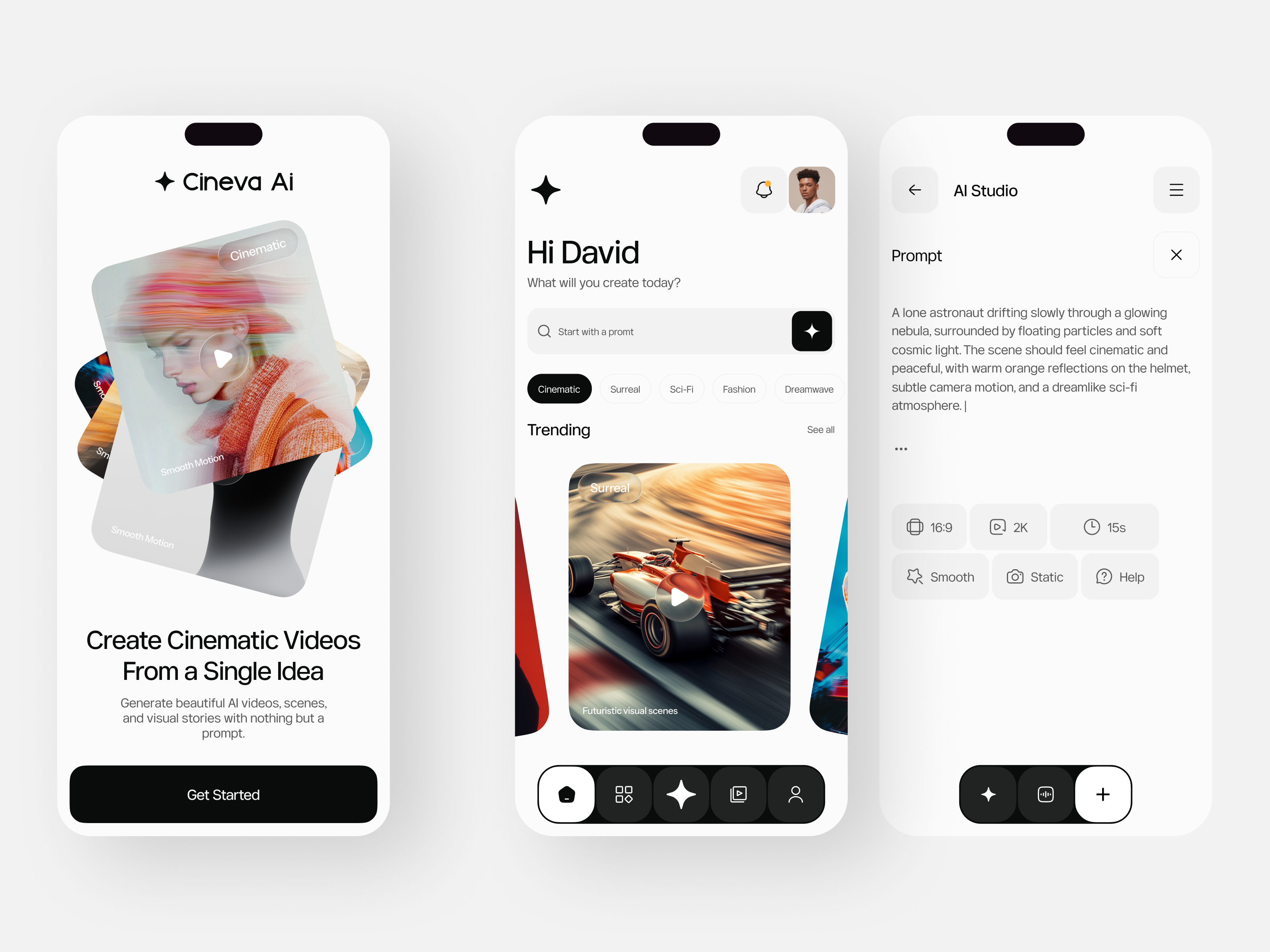 AI Video Generator & Creative Studio Mobile App ai video creation ai video creator app aivideoapp contentcreation creativeapp creatortools image to video mobileappdesign startupproduct uidesign uxdesign video generator tool