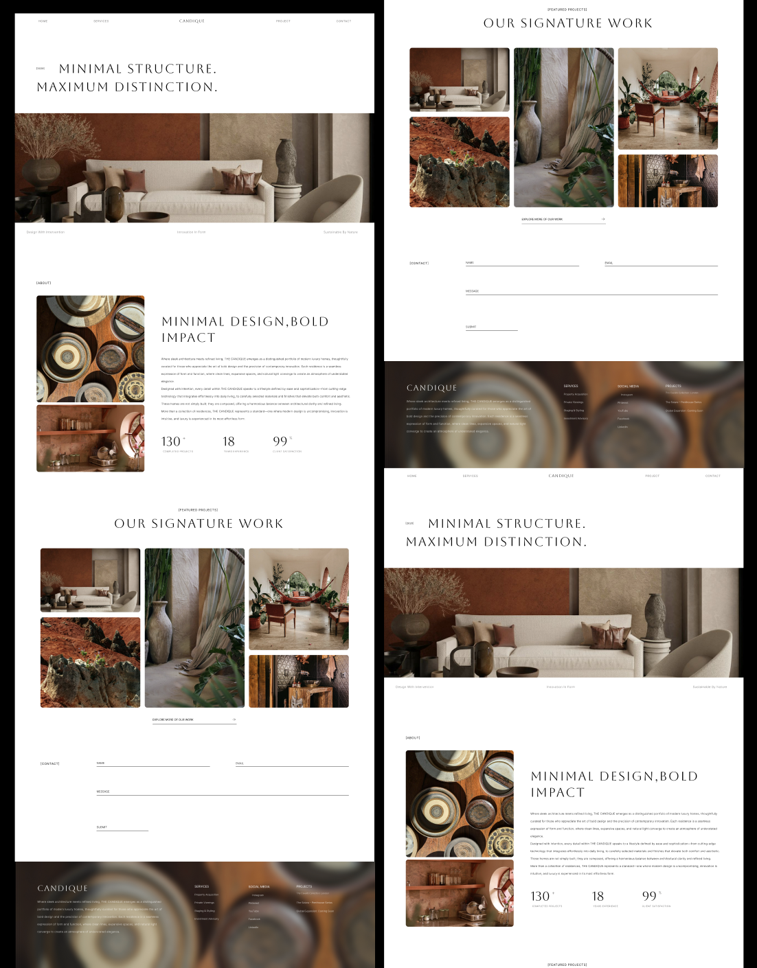 Modern Landing Page UI Design architecture chic design figma hire me luxurywebsite minimaldesign moderndesign popular trending ui uiux ux voc webdesign