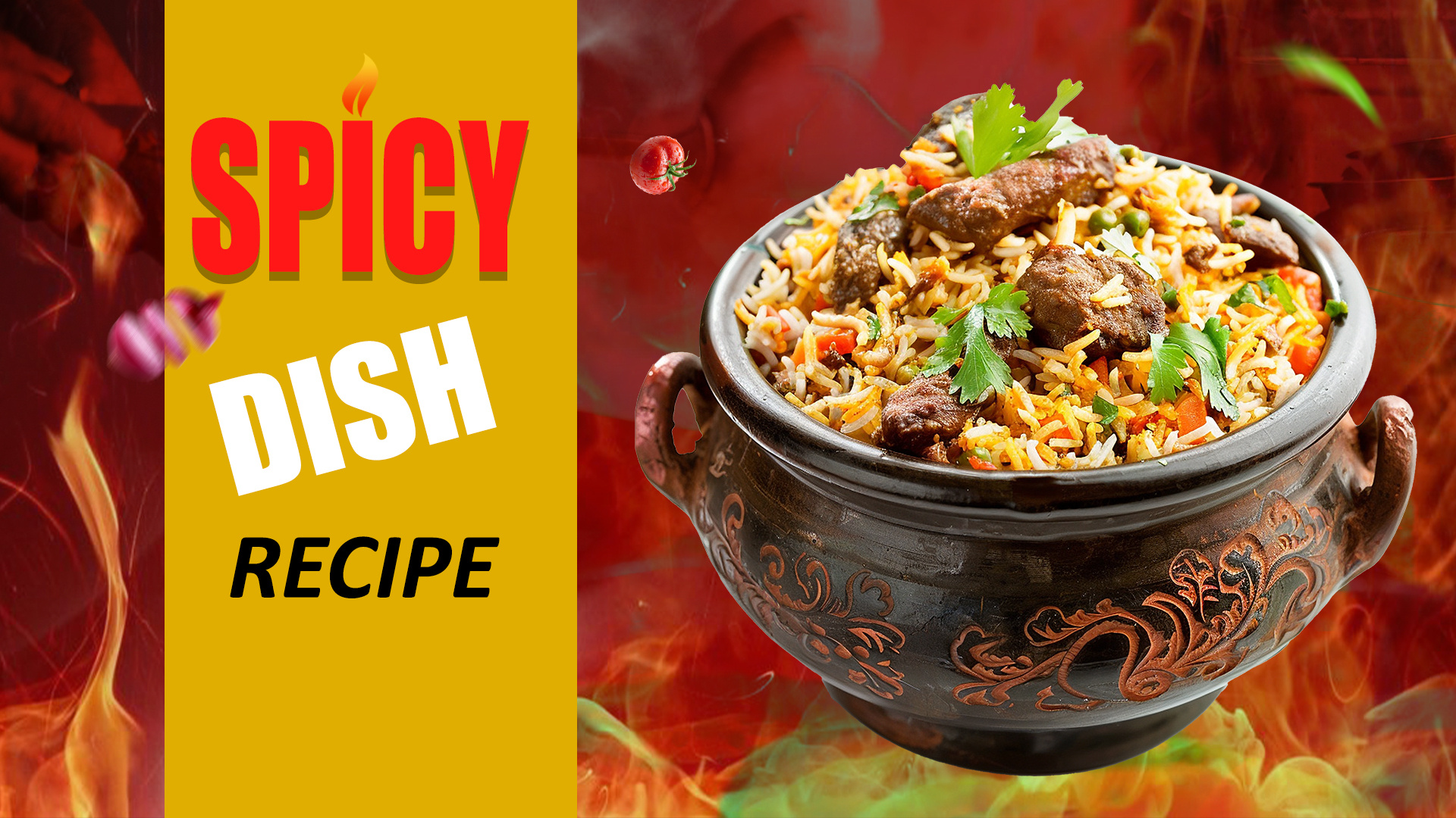 Spicy Dish Thumbnail Design adobe photoshop design dish food graphic design graphics designers photoshop restaurant spicy food spicy rice thumbnail design thumbnails youtube youtube thumnails