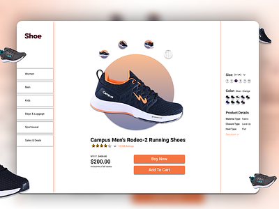 Daily UI Day 12 Challenge - E-Commerce Shop app buying page creative design creative ui daily ui daily ui challenge e commerce page e commerce shop orange ui shoe buying page ui ui challenge ux