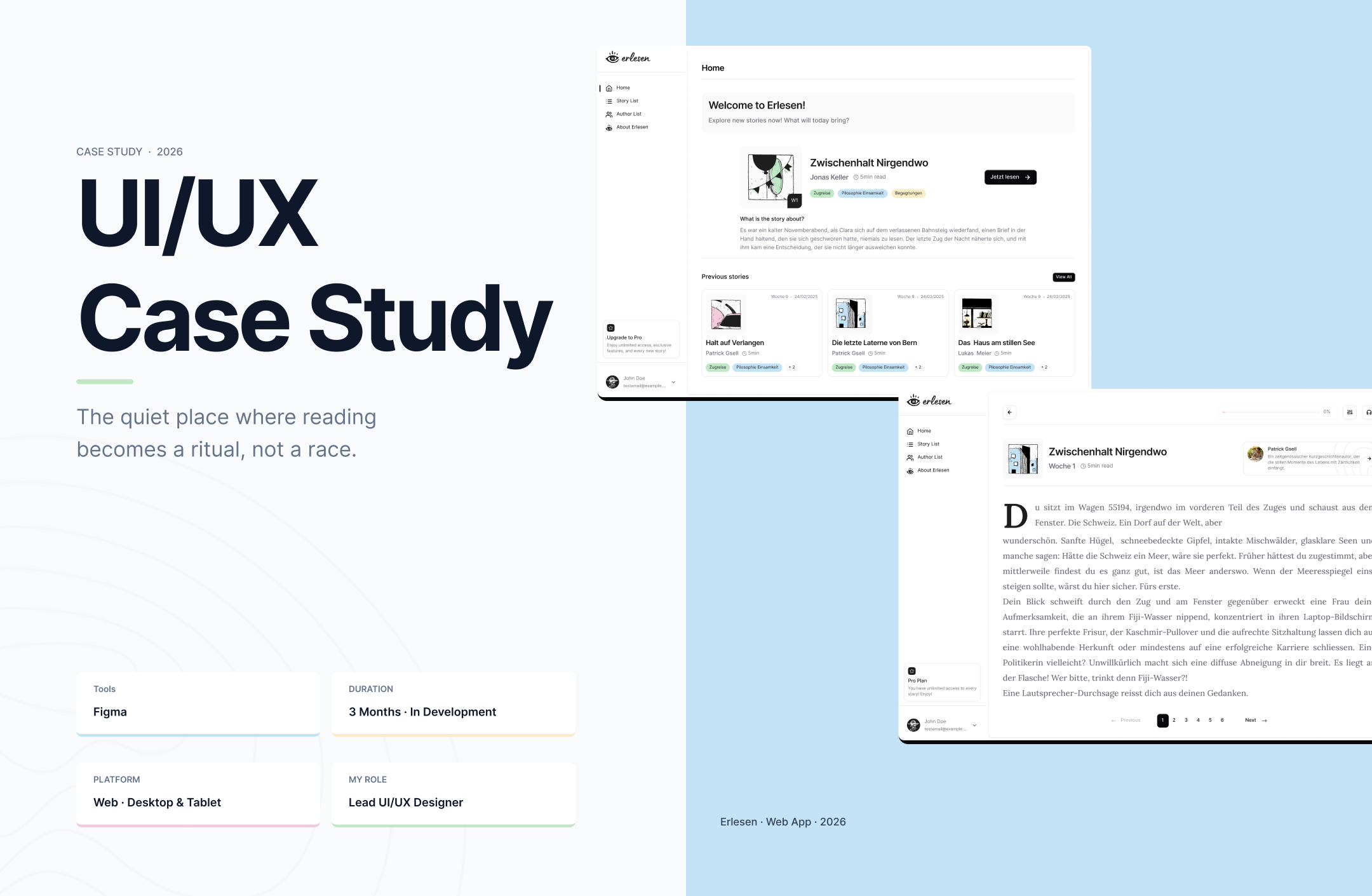 UI/UX Design for Short-Story Reading Web App [Desktop & Tablet] adaptation ai authors case study caude dark mode dashboard desktop ebook light mode member plan online reading profile reading reading settings reading view saas subscription tablet web app
