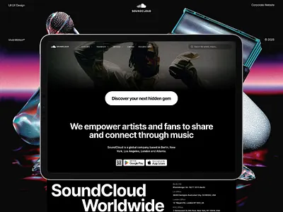 Soundcloud - Corporate Website UI&UX animation branding clean corporate design music presentation ui ui design web design
