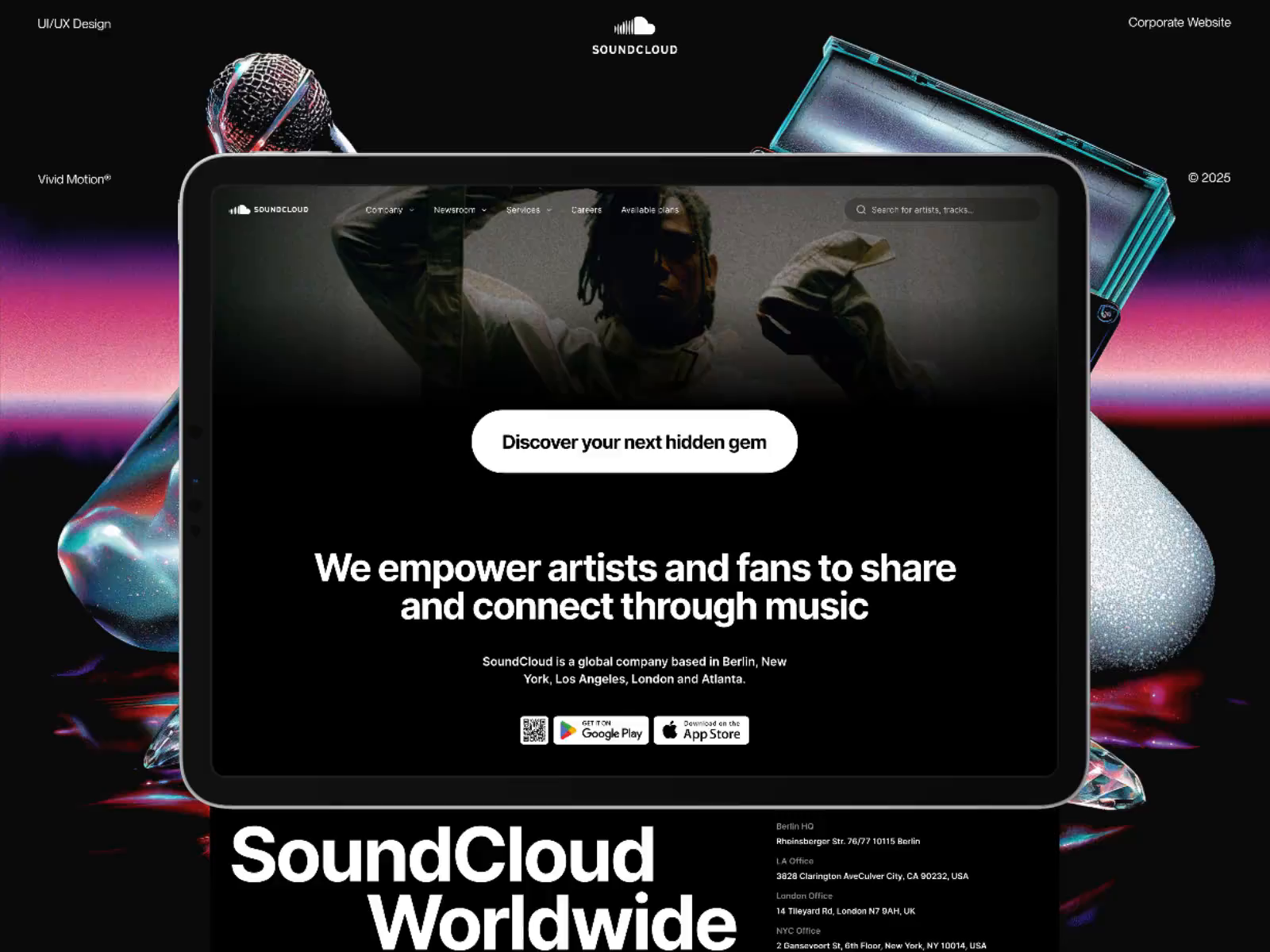 Example of Soundcloud - Corporate Website UI&UX