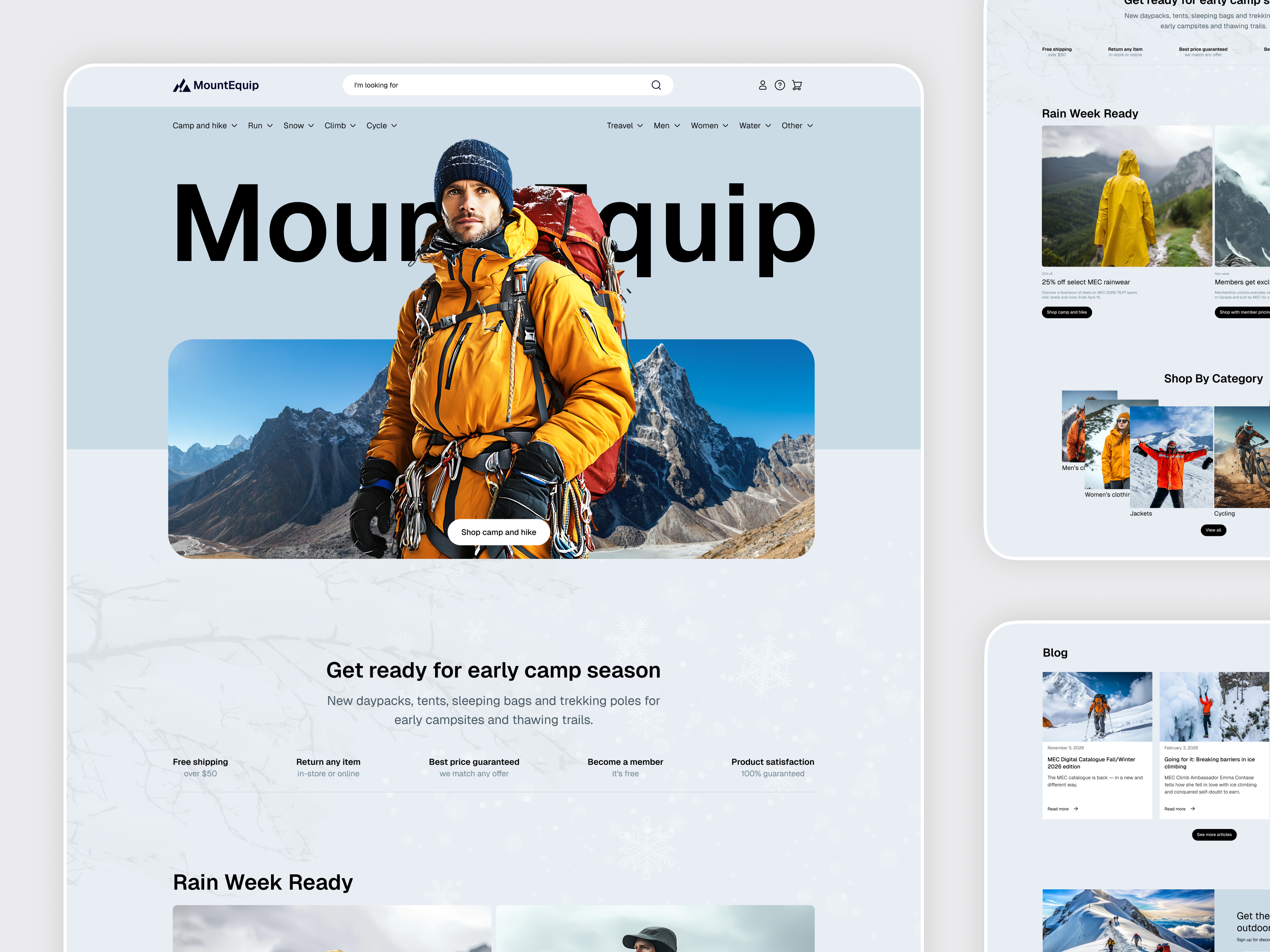 Example of Mountain Equipment Website Redesign | Outdoor Gear E-commerce UI