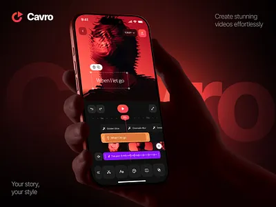 Video Editor Mobile App Design - Cavro figma design mobile app ui mobile design modern design ui ui design uiux ux design video editing video editor app