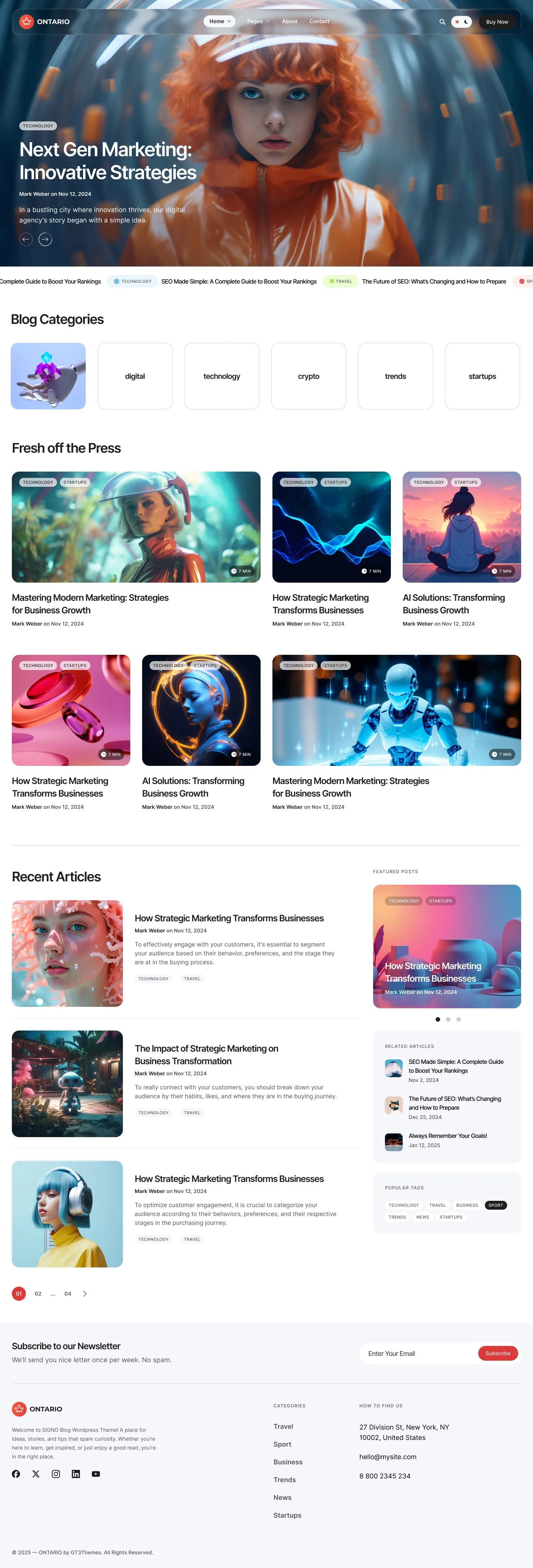 Ontario - 100% Elementor Blog WordPress Theme. New Homepage. blog theme creative blog design elementor elementor blog elementor wordpress theme free elementor theme graphic design web design wordpress wordpress blog wordpress theme