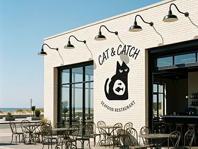 CAT & CATCH | Logo Concept branding cat fish identity logo logos logotype modern restaurant sale seafood