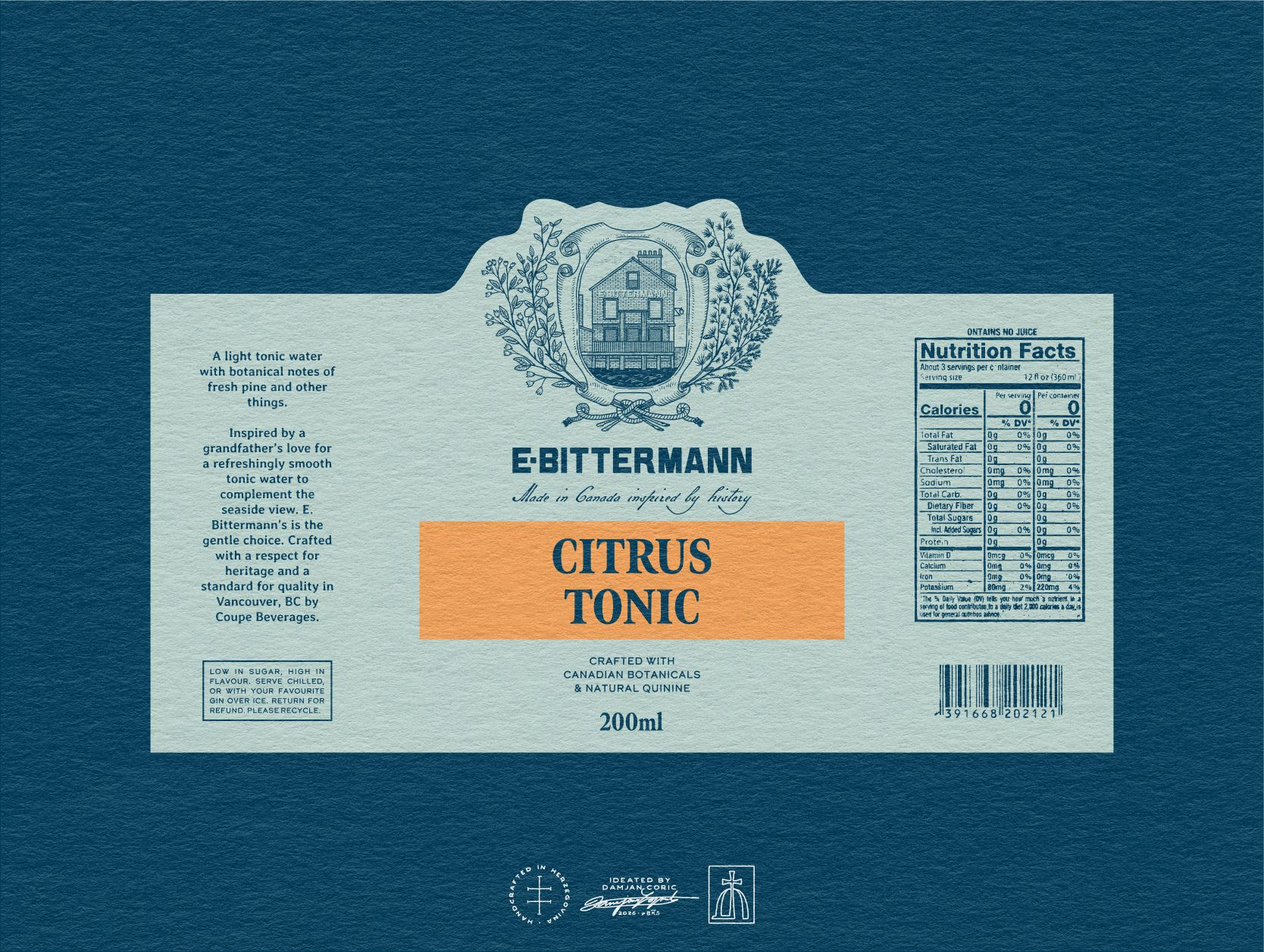 E. Bittermann Citrus Tonic Label Design