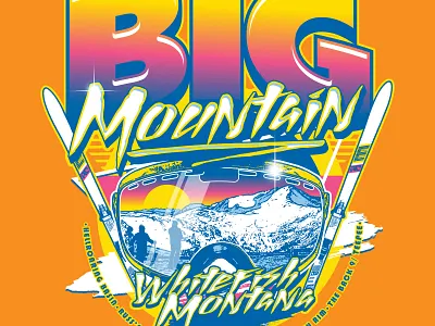 Big Mountain Whitefish Montana Apparel Line 2026 80s adobe illustrator adobe photoshop apparel design design graphic design illustration merch design mountains neon resort apparel retro screen printing skiing spot color t shirt design