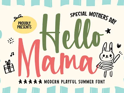 Hello Mama - Playful Summer Font bouncy script brand identity creative type display type editorial design feminine branding font design graphic design handlettering lettering logotype minimalist design modern script packaging design script font type design typeface typography vector art visual identity
