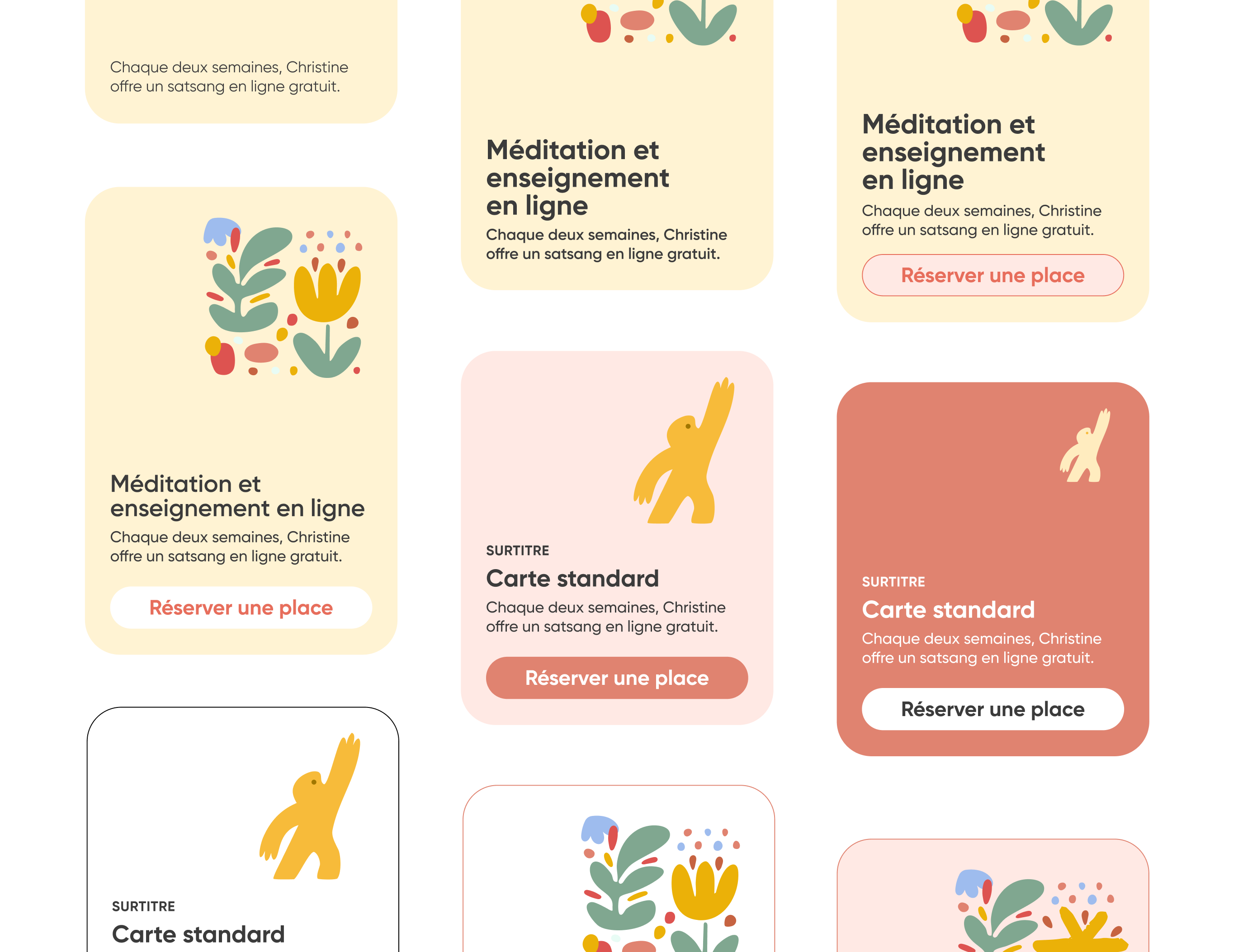 Cartes douces et bienveillantes cards design graphic design quebec radieux soft ui website
