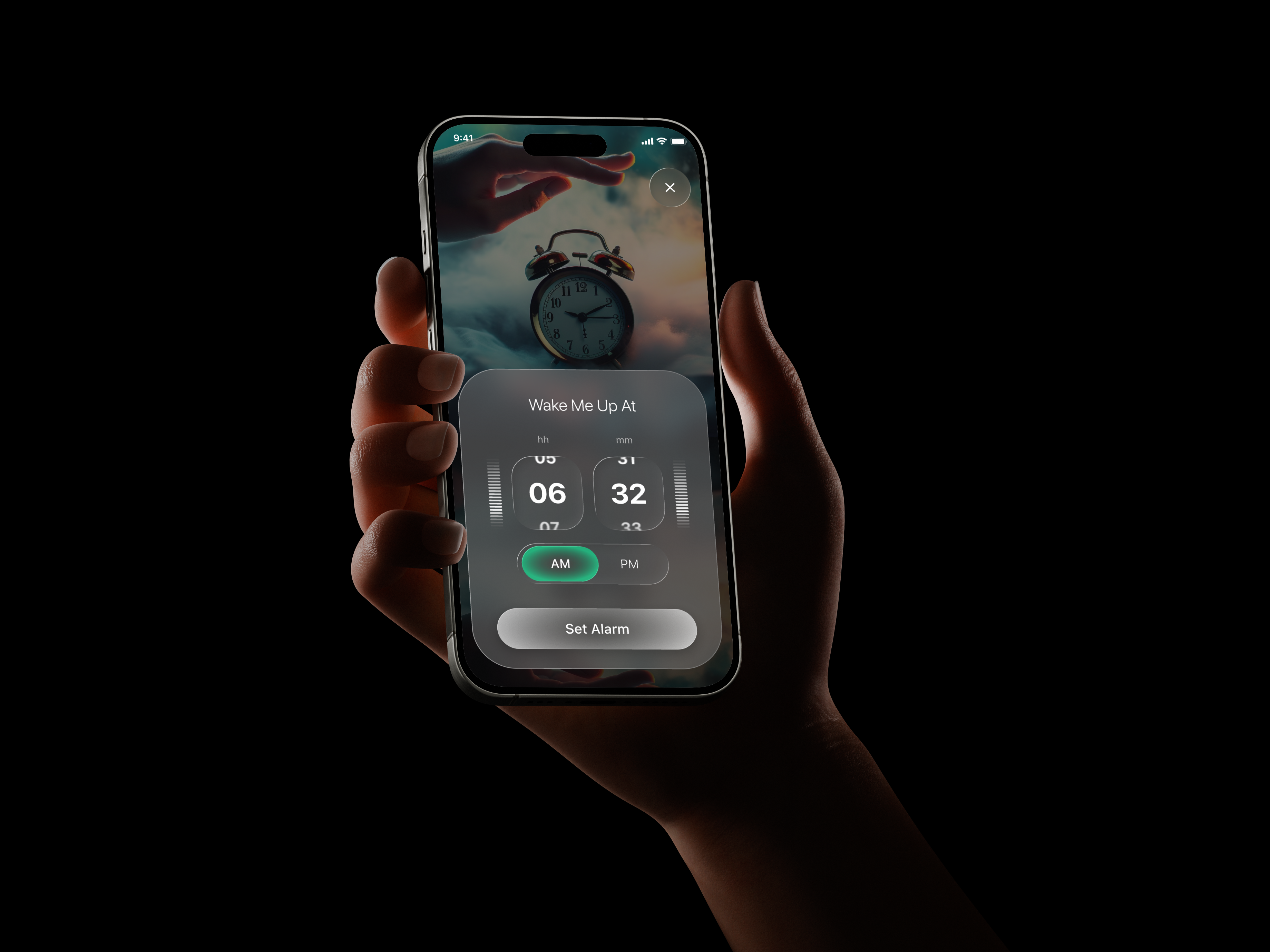 Wake Up, Beautifully ⏰✨ app appdesign design glass glassmorphism interactiondesign ios liquidglass mobile mobileui neumorphism productdesign ui ui design ux