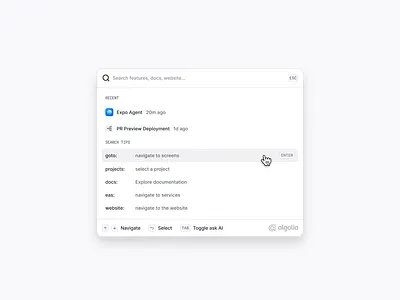 Product search palette dashboard dev tool hotkey nav product search shortcut ui