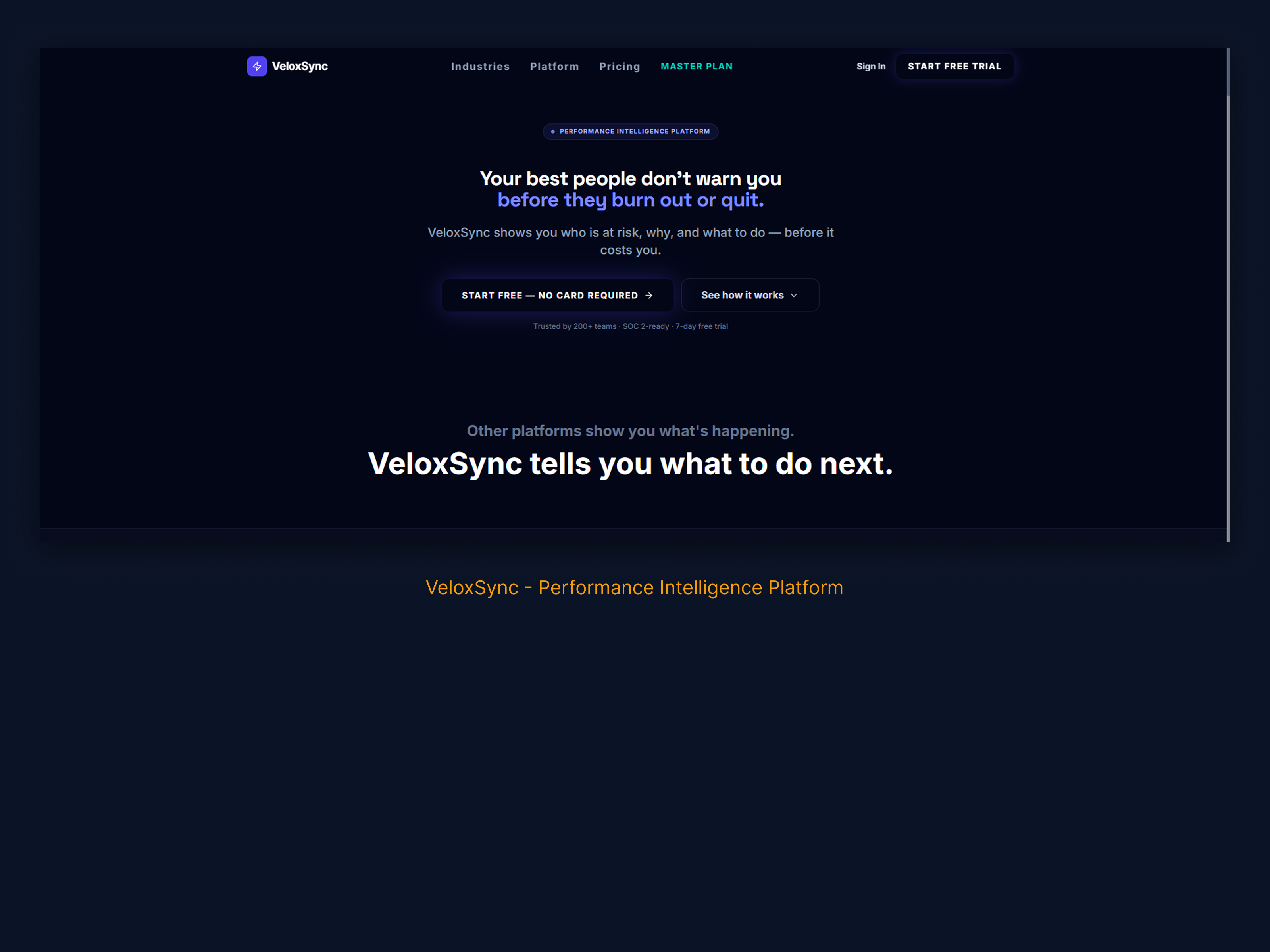 VeloxSync — HR Performance Intelligence SaaS Landing Page