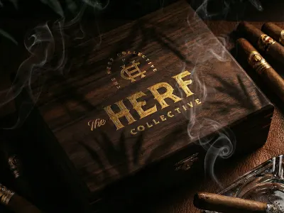 Cigar Club Logo box brand identity branding cigar club community graphic design illustration logo mockup packaging visual visual identity wood