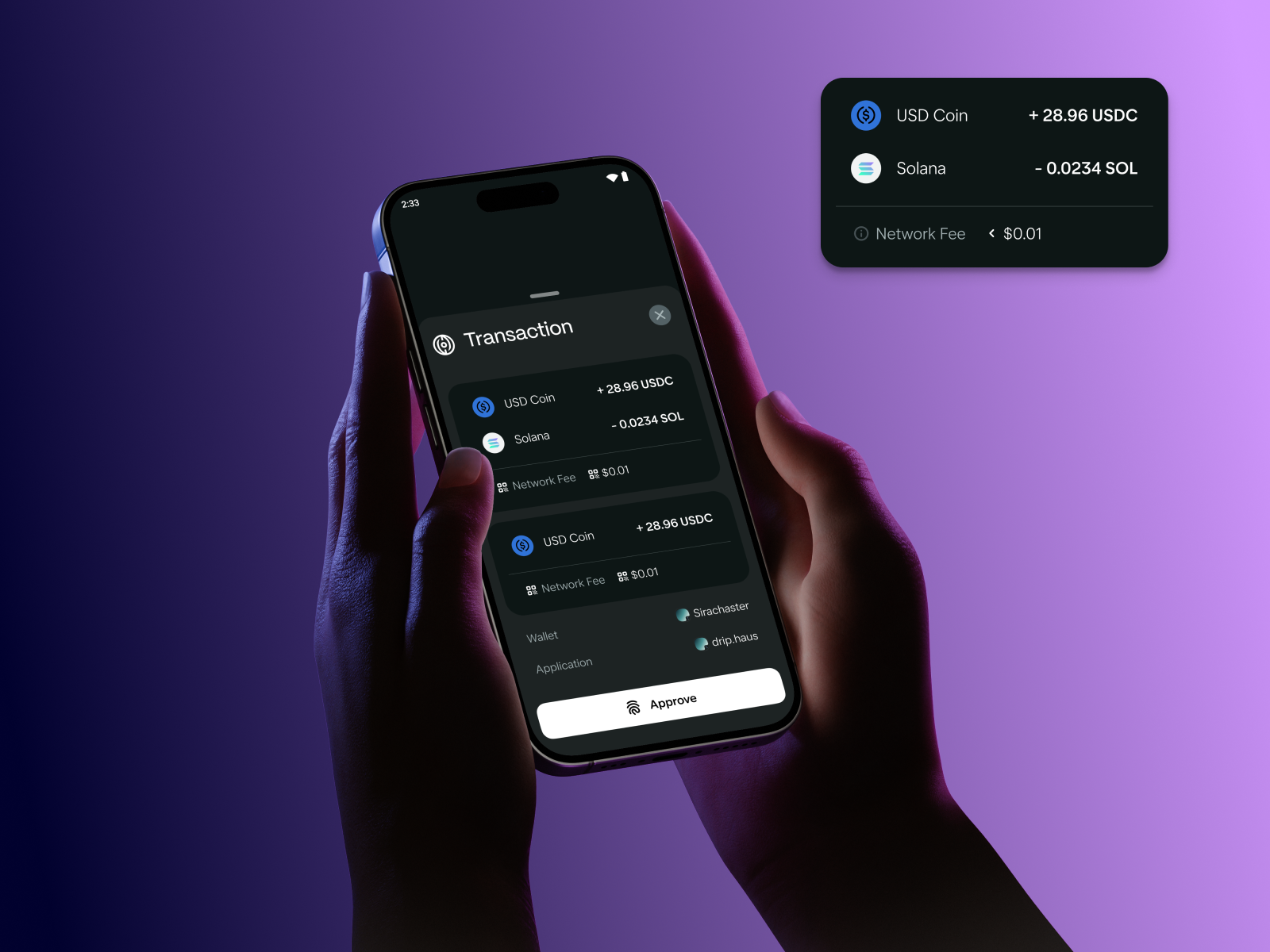 Example of Solana Seeker — Transaction Approval