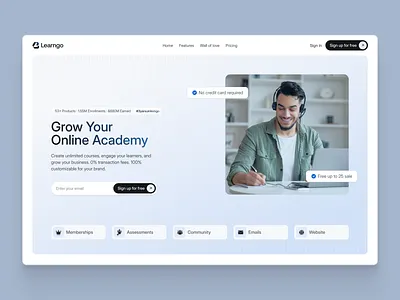 EdTech SaaS Website Hero Section blue course platform edtech design education website hero section inspiration interface landing page modern online learning product design saas design startup website trending ui ui ux web design website design website redesign wingly