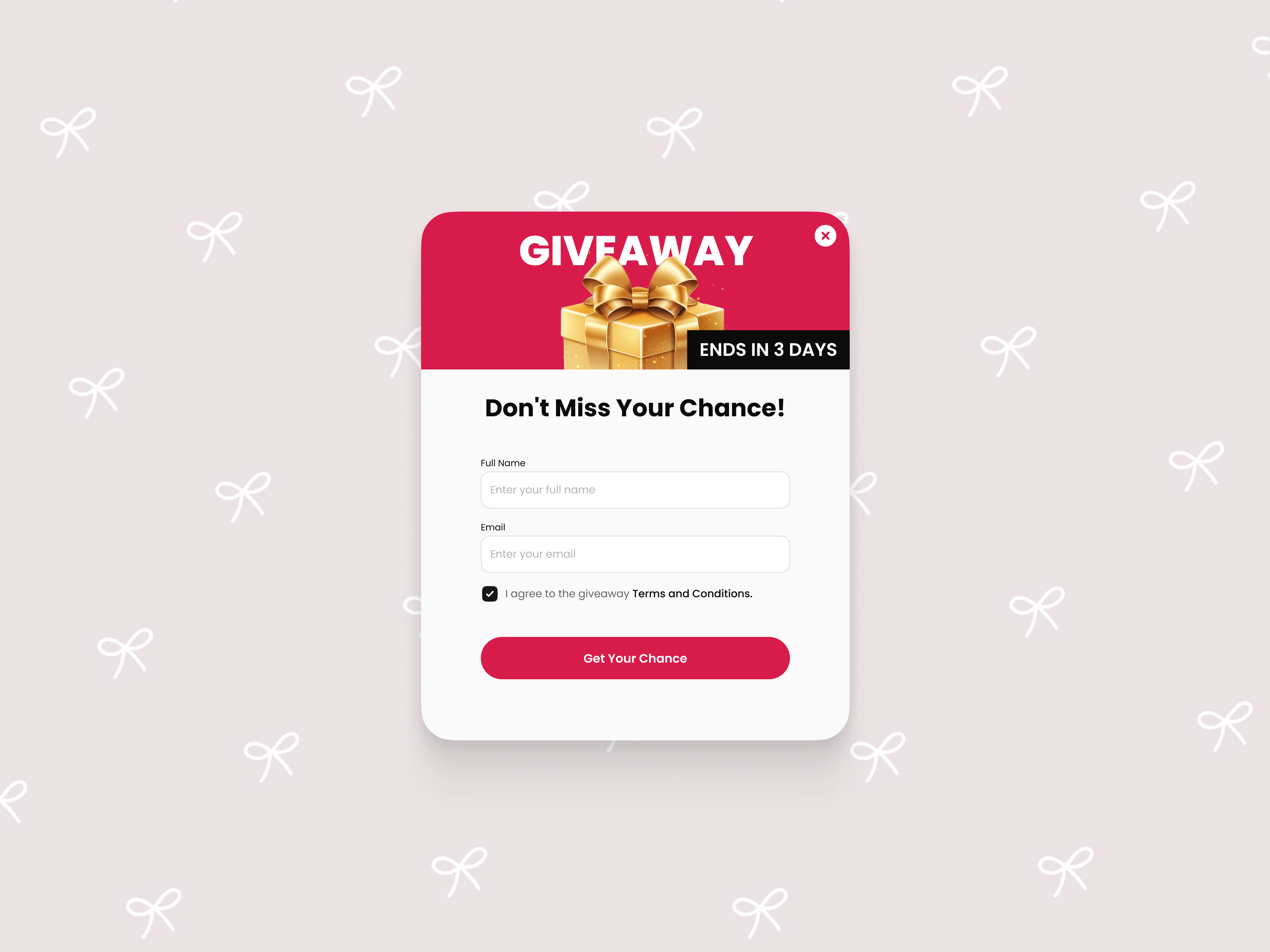 Giveaway Registration Modal 3d animation app app design branding design discover graphic design logo motion graphics ui ux web web design website