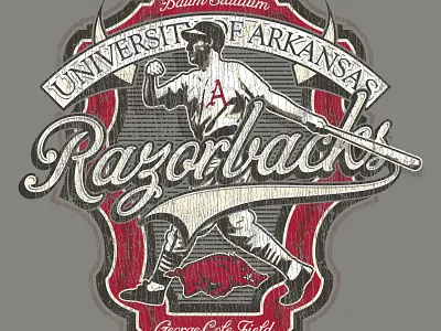 University of Arkansas Baseball Apparel Line adobe illustrator adobe photoshop apparel apparel design baseball design graphic design illustration merch design screen printing sports sports apparel spot color t shirt t shirt design vintage