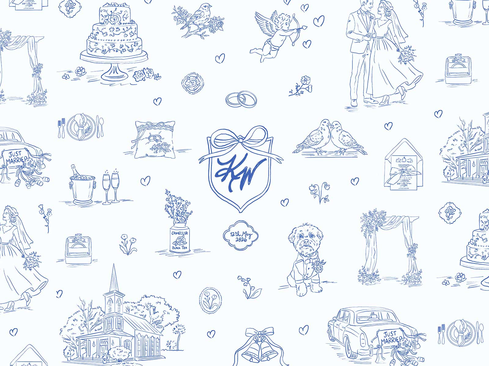 Illustrated Wedding Storybook Pattern
