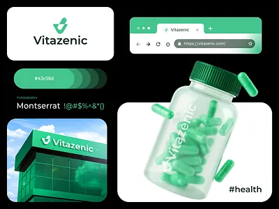 Vitazenic – Pharmaceutical Brand Identity bento presentation brand identity branding clean logo clinic logo dribbble green logo health logo leaf logo letter v logo logo logo design logo inspiration medical branding medical logo modern logo startup branding supplement logo visual identity wellness logo