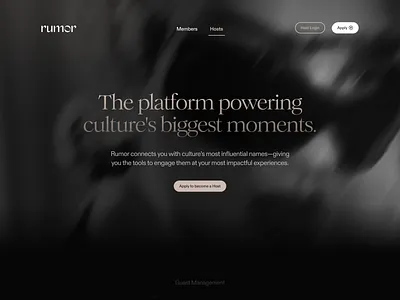 Rumor – The app where culture connects branding concert dark mode entertainment event management event platform events fashion guest list hospitality influencer marketing luxury membership nightlife premieres product design rsvp ticketing vip experience visual identity