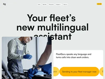 FleetGuru – A new vision for the future of fleets ai ai assistant app design automotive b2b branding conversational fleet fleet management interaction design logistics mobility multilingual platform design product design transportation uxui visual identity voice ai webflow