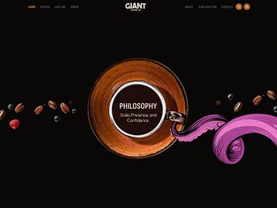 About Page Design for Coffee Shopify Website chocolate coffee drink ecommerce food giant landing page octopus shopify tea tentacle ui web design
