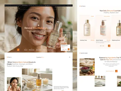 LumiereSkin - Skincare Website Design beauty ecommerce landing page product skin skincare uiux warm web website