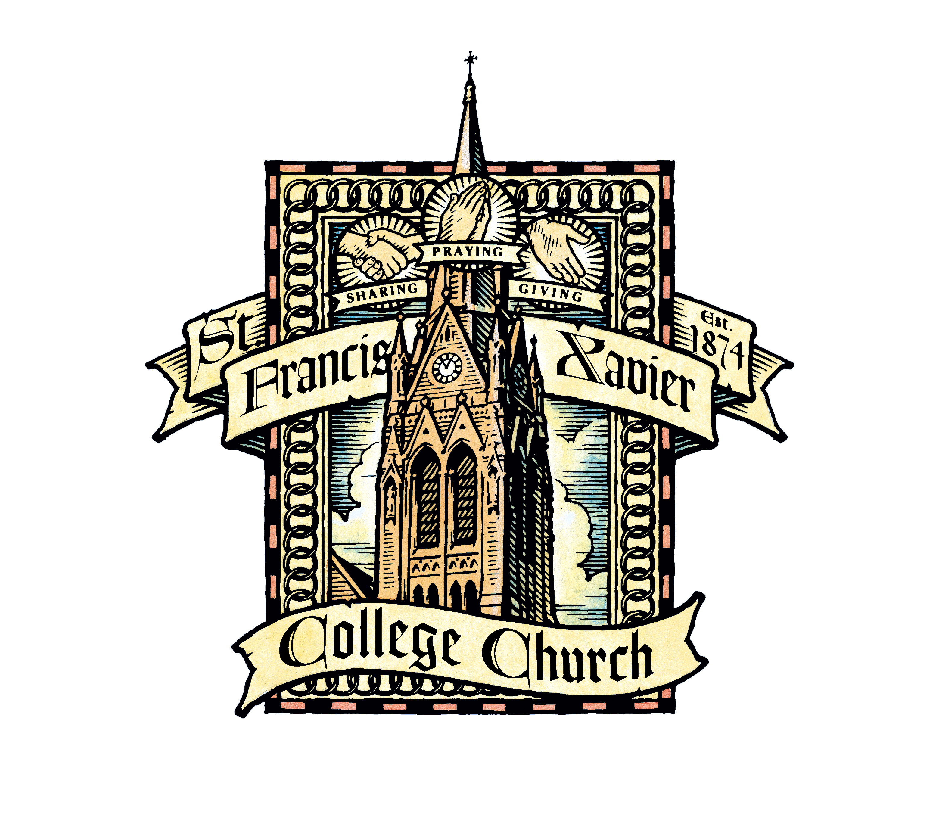 I Made a New Logo for an Old Church classic design emblem historic illustration logo pen and ink vintage watercolor woodcut