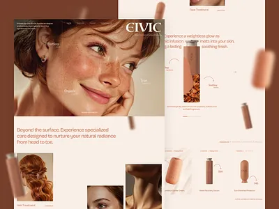 Eivic - Skincare e-commerce beauty clean cosmetic editorial facial landing page minimalis product self care shopify skincare soft treatment warm tone web design