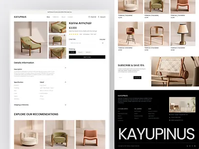Kayupinus - Furniture E-Commerce Product Details Page chair e commerce ecommerce furniture interior landing page minimalist online store product product details shop sofa store table ui ux web design website