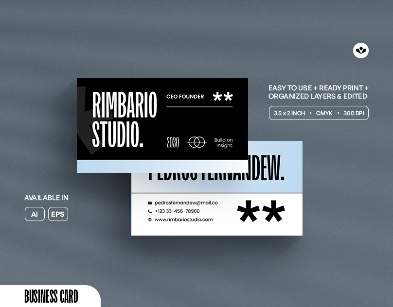 White Blue Business Card branding business business card card company design graphic design marketing profile solasome template