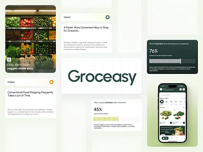 Groceasy - Grocery Shopping Mobile Apps [Study Case] case study clean design ecommerce ecommerce app figma grocery app grocery shopping logo mobile app mobile shopping online grocery online shop online shopping product design shopping store app supermarket ui vegetables