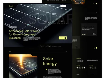 Renewable Energy & Solar Solutions Landing Page ☀️🔋 business website clean energy climate tech dark mode ui dribbble eco friendly energy savings green tech home services landing page lead generation modern web design renewable energy solar panel installation solar power solar solutions sustainability testimonials trust metrics ui