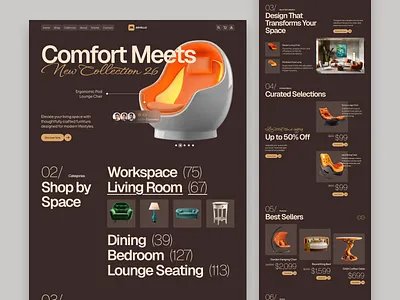 Furniture Design Studio clean collection design furniture interface interior landing page marketplace minimal modern products shop startup ui ux web design website