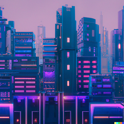 Neon Dream City 3d futurist graphic design