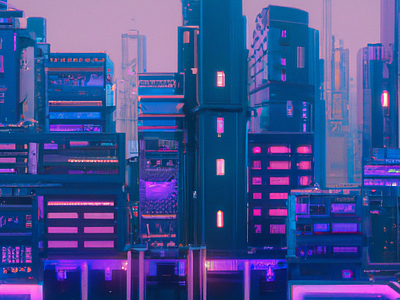 Neon Dream City 3d futurist graphic design