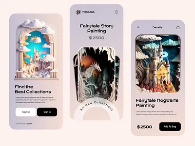 3D Art and Painting Ecommerce App 3d animation app design art app branding creative e commerce e commerce design ecoomerce app marketplace master creationz mobile app design mobile design modern motion graphics onlineshop product design shopping ui ux