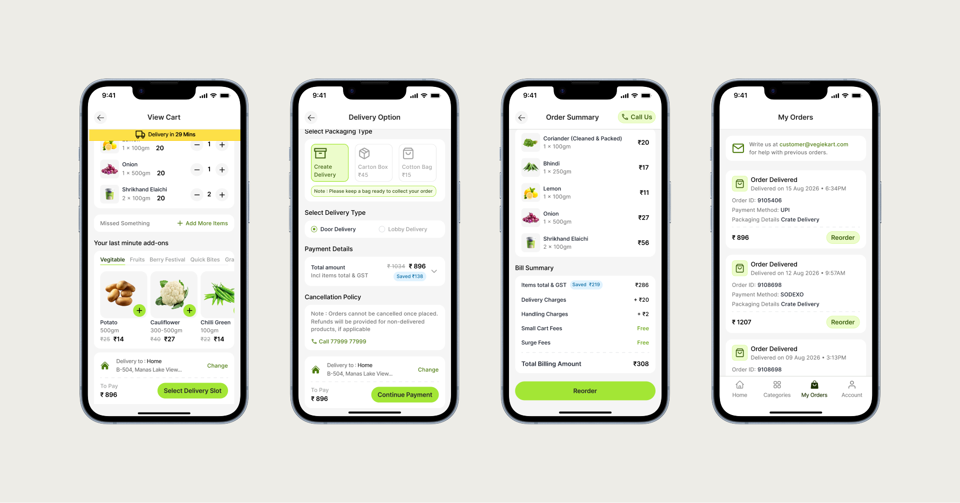 Fresh Grocery App : Cart, Delivery & Order Flow