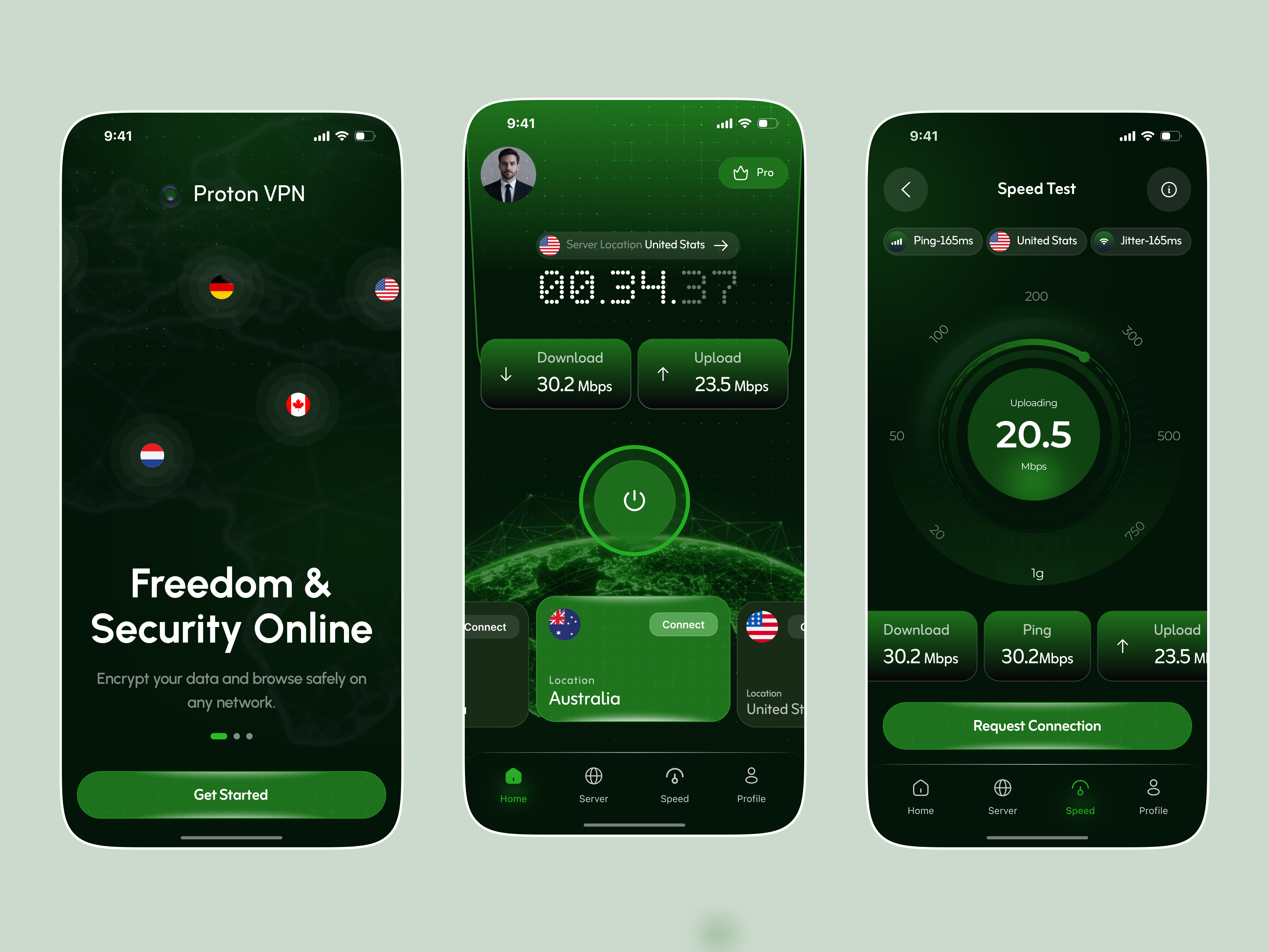 Modern VPN App UI Design | Cybersecurity SaaS Mobile App cybersecurity interface mobile mobile app product saas service startup ui ux vpn vpn app