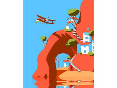 Voyage Voyage 3d animation c4d illustration island loop plane travel village voyage