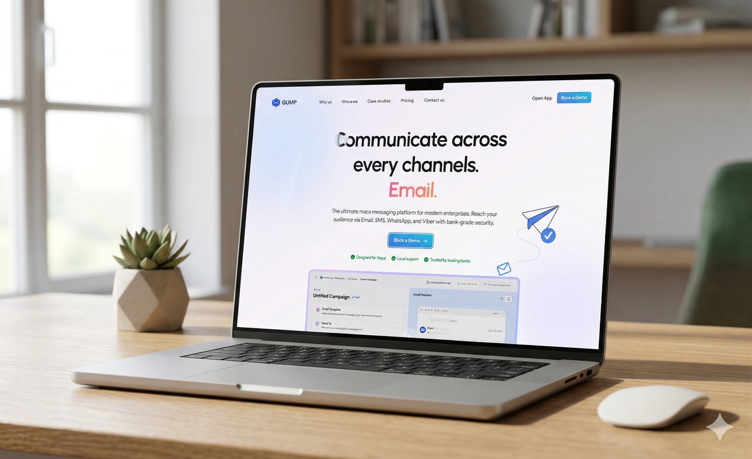 Omnichannel SaaS Landing Page Hero - GUMP ✉️🚀 b2b clean ui dashboard mockup dribbble gradient hero section homepage interface landing page marketing product design saas website software design tech trust badges typography ui ux web design web template website