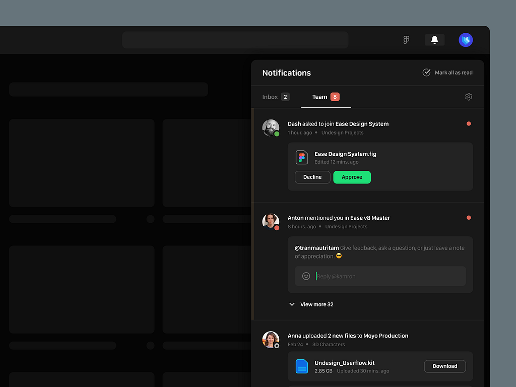 Notification Dark Modal by Tran Mau Tri Tam for UI8 on Dribbble