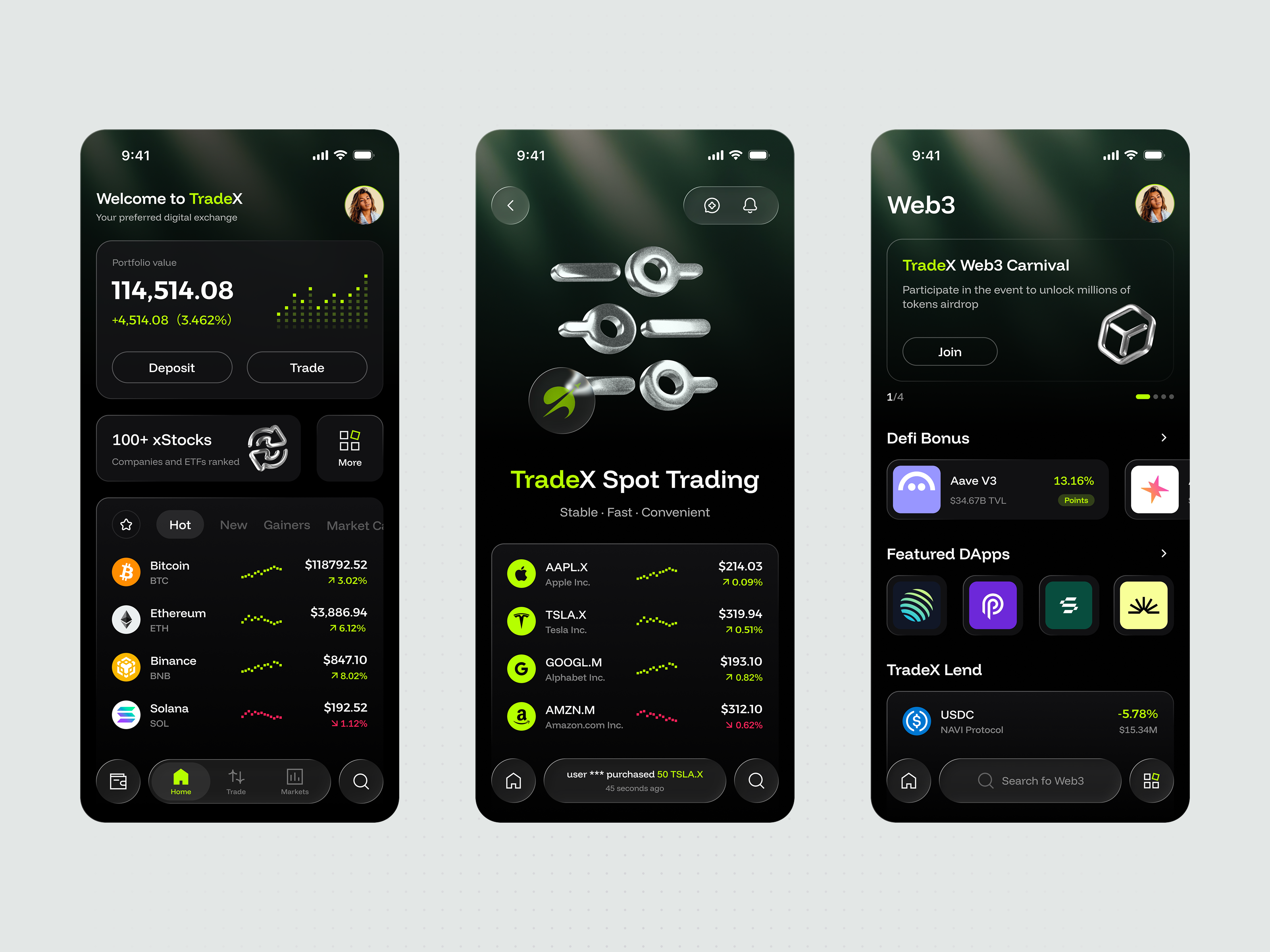 TradeX Exchange App Design