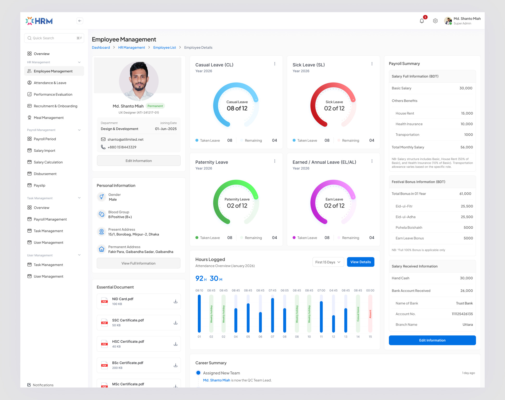 Enterprise HR Management SaaS – Employee Details Dashboard by Md Shanto ...