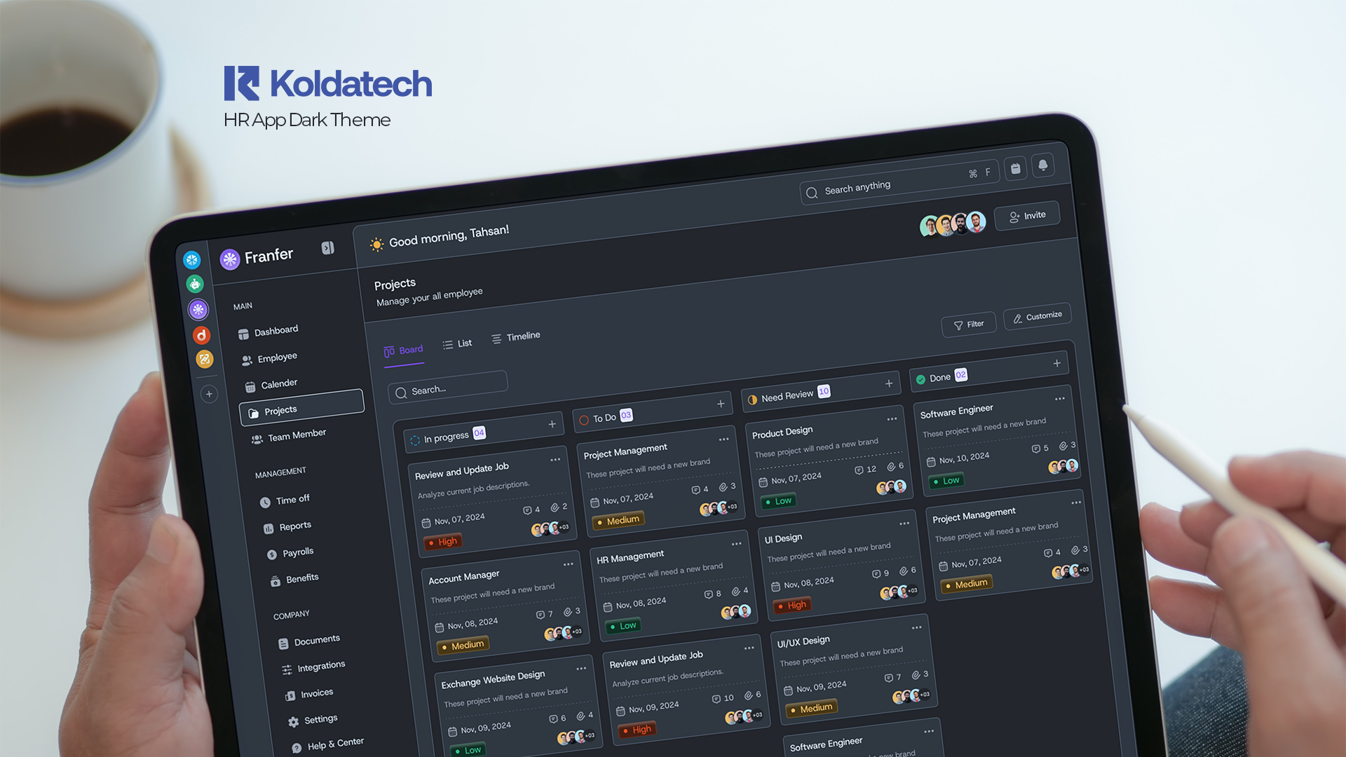 Dark Mode HR Dashboard UI — Modern SaaS Experience analytics app design automation brand guidelines brand identity branding crm dashboard erp graphic design logo ui ux visual design web design