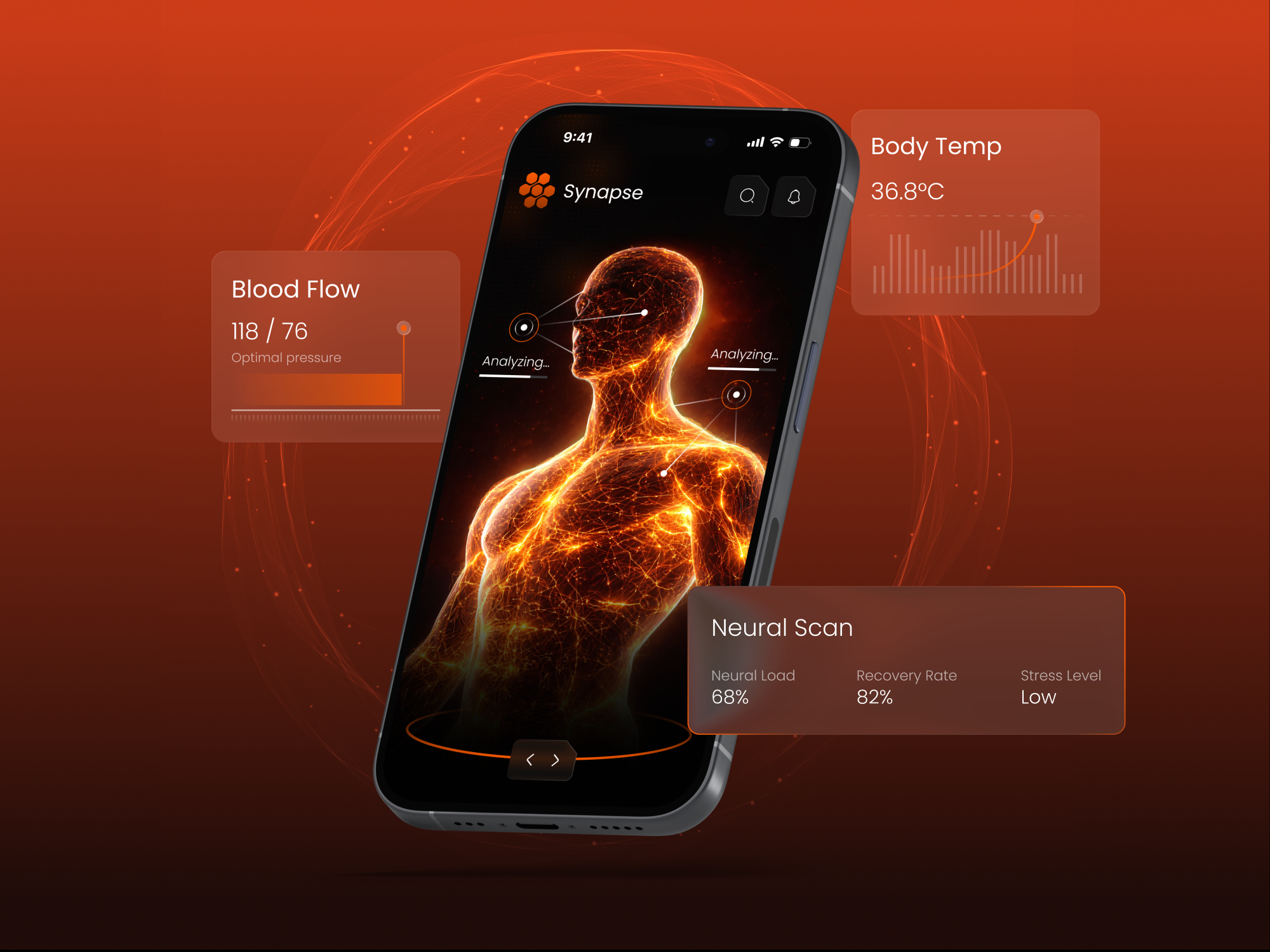 Synapse | AI-Powered Biometric & Neural Analytics UI digital health app digital health uiux health app health application health tech app health tech uiux healthcare app healthcare uiux medical app medical uiux medicine app medicine uiux medtech app medtech uiux